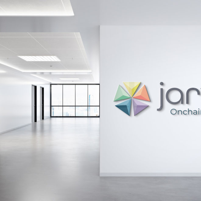 Jarvix : logo mockup enseigne couleur dans hall